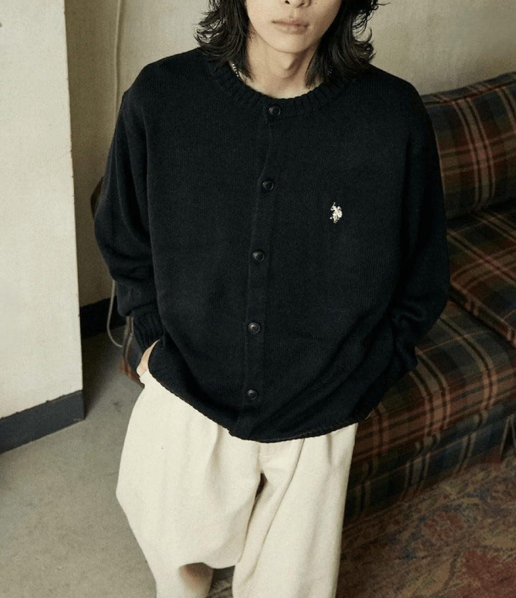 日本直送 U.S. POLO ASSN.別注 CREW NECK KNIT CARDIGAN - HLY & CHOCCICO