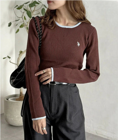 日本直送 U.S. POLO ASSN Crew Neck Ribbed Knit - HLY &amp; CHOCCICO