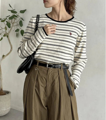 日本直送 U.S. POLO ASSN Crew Neck Ribbed Knit - HLY &amp; CHOCCICO