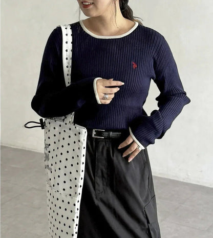 日本直送 U.S. POLO ASSN Crew Neck Ribbed Knit - HLY &amp; CHOCCICO