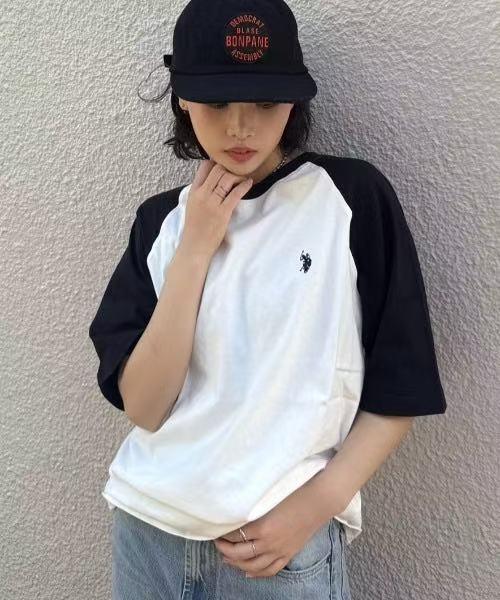 日本直送U.S. POLO ASSN. Raglan Sleeve Bicolor Tee - HLY &amp; CHOCCICO