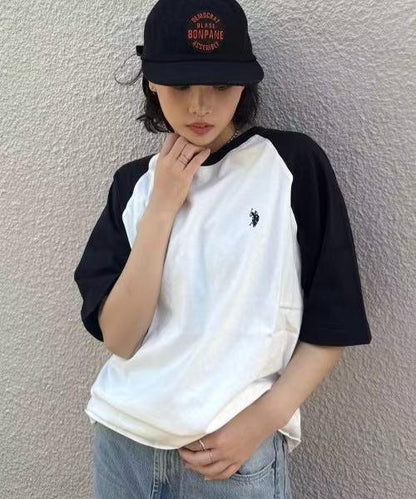 日本直送U.S. POLO ASSN. Raglan Sleeve Bicolor Tee - HLY &amp; CHOCCICO