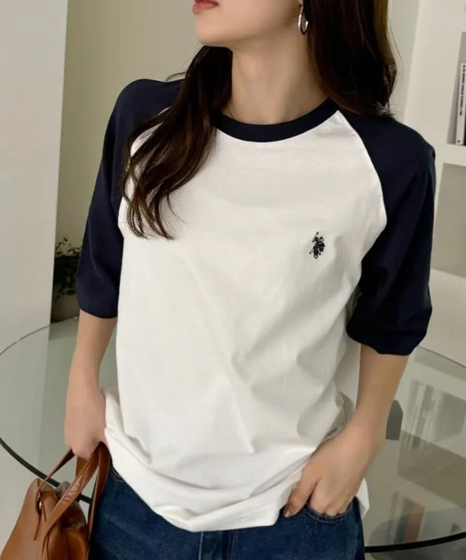 日本直送U.S. POLO ASSN. Raglan Sleeve Bicolor Tee - HLY &amp; CHOCCICO