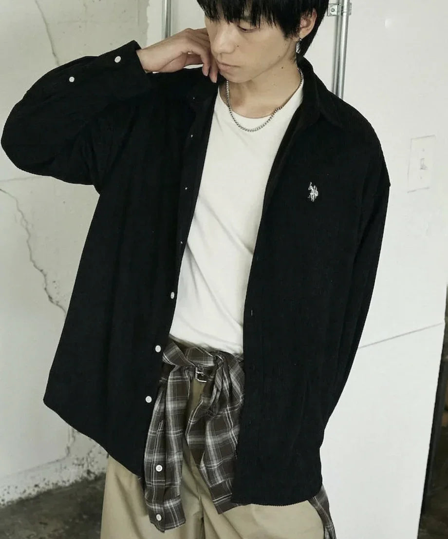 日本直送U.S. POLO ASSN.Embroidered Corduroy Shirt 限量版 - HLY &amp; CHOCCICO