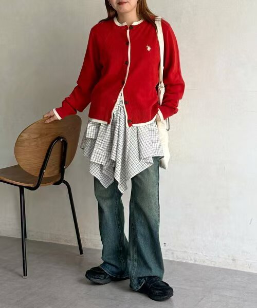 日本直送US Polo Faux Layered Sweat - Like Cardigan - HLY &amp; CHOCCICO