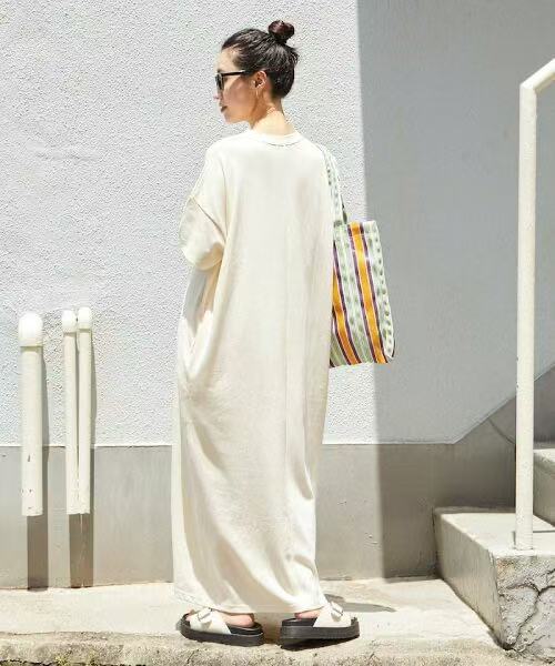 日本直送USA Cotton Big Silhouette T-shirt Dress