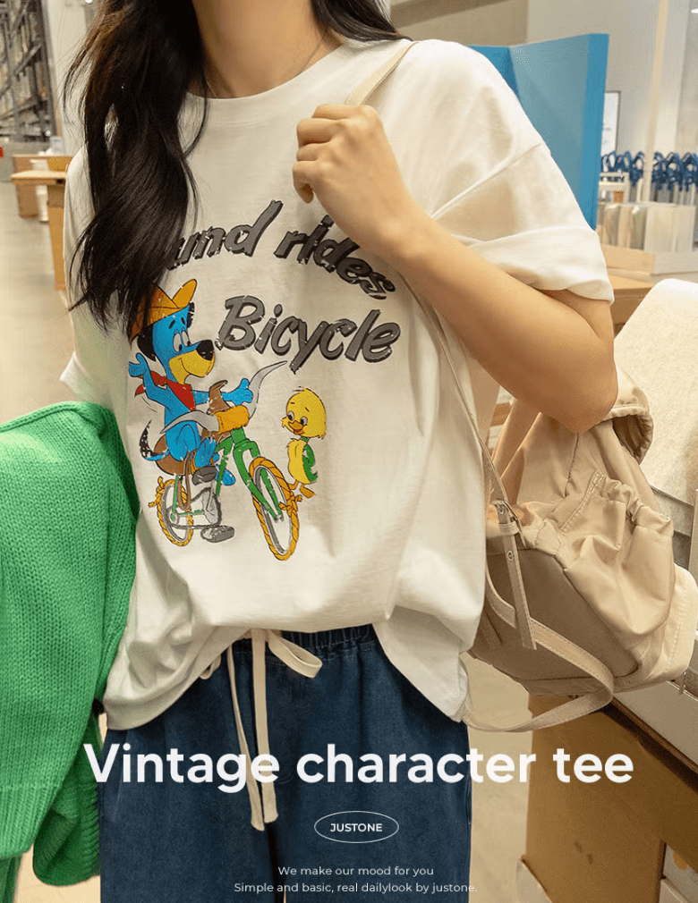 韓國直送Vintage Character Tee - HLY &amp; CHOCCICO