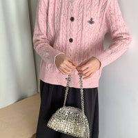 West wood日系復古刺繡雪花點麻花開胸外套 - HLY & CHOCCICO