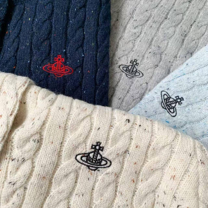 West wood日系復古刺繡雪花點麻花開胸外套 - HLY &amp; CHOCCICO