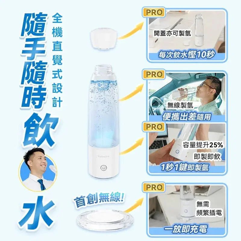 日本Yohome 加強智製富氫抗氧化排毒無線自由充飲辦公養生健康杯 PRO - HLY &amp; CHOCCICO